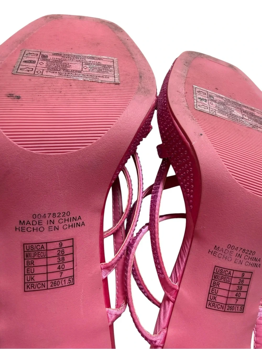 Barbie Pink Rhinestone Block Heel Sandals size 9